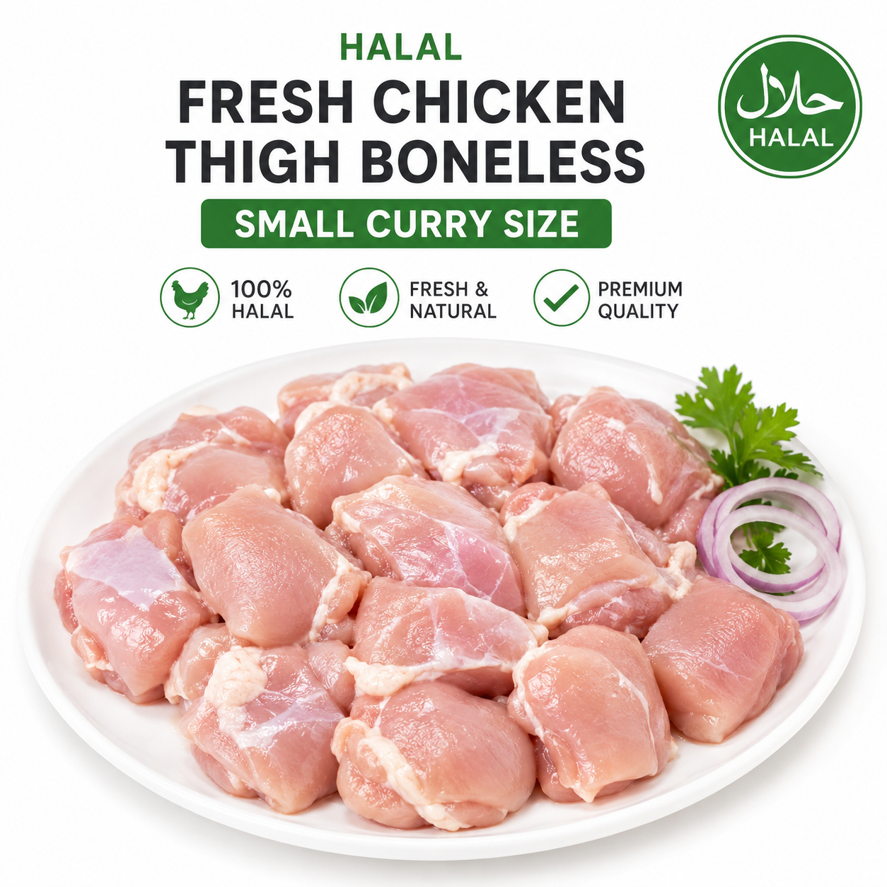 Halal Fresh Chicken Thigh Boneless (Whole)