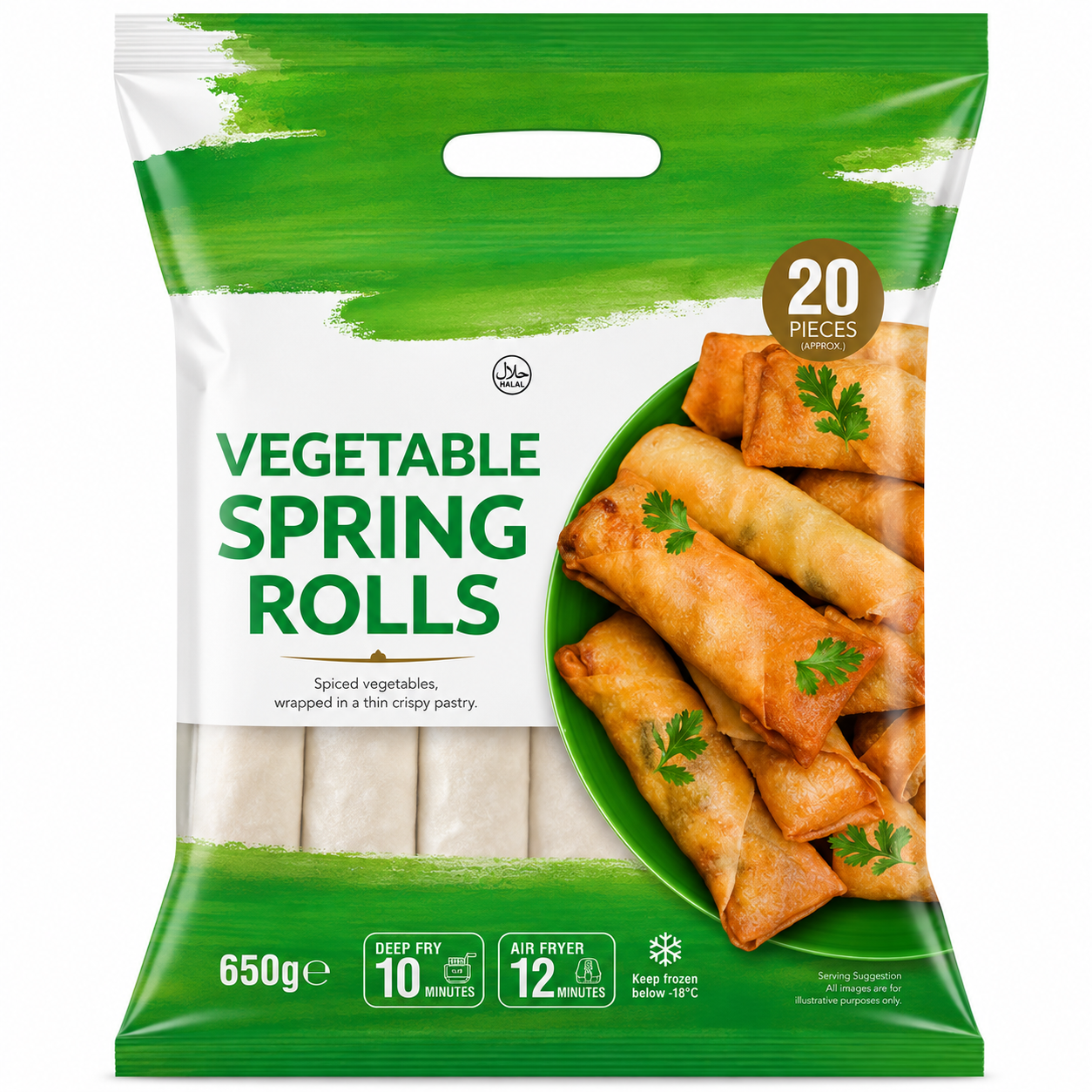 Frozen Halal Vegetable Spring Rolls Pieces x20 (Brand May Vary)