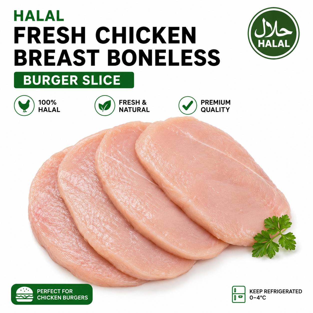 Halal Fresh Chicken Breast Fillets Boneless