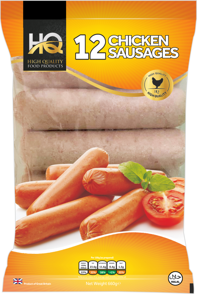 Frozen Halal Chicken Sausages Pieces x12 (Brand May Vary)