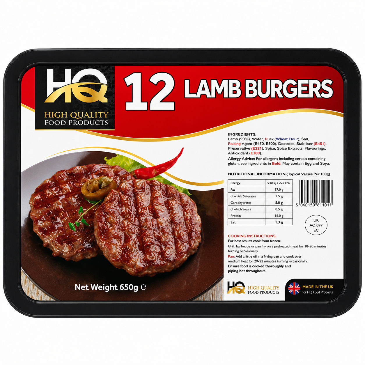 Frozen Halal Lamb Burgers Pieces x12 (Brand May Vary)