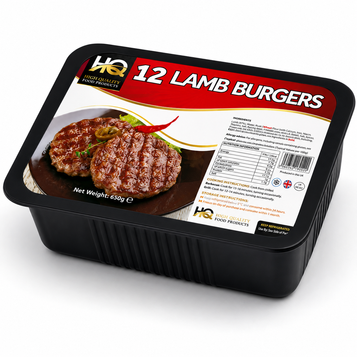 Frozen Halal Lamb Burgers Pieces x12 (Brand May Vary)