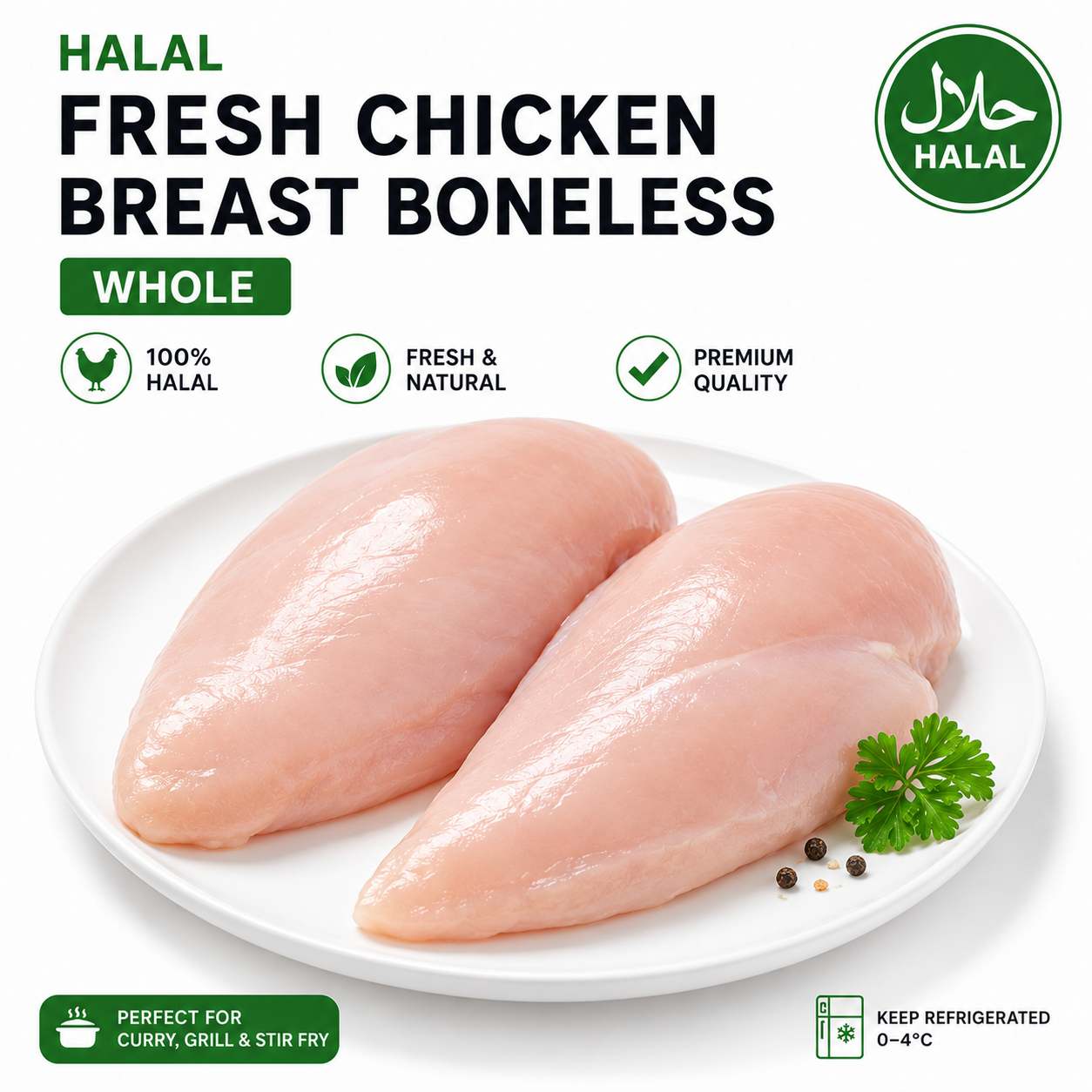 Halal Fresh Chicken Breast Fillets Boneless