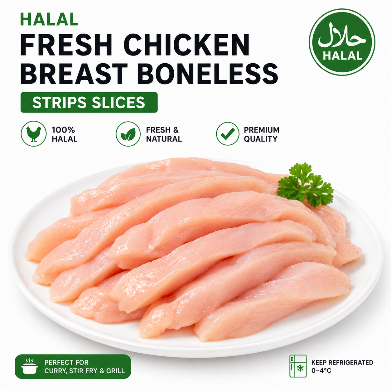Halal Fresh Chicken Breast Fillets Boneless