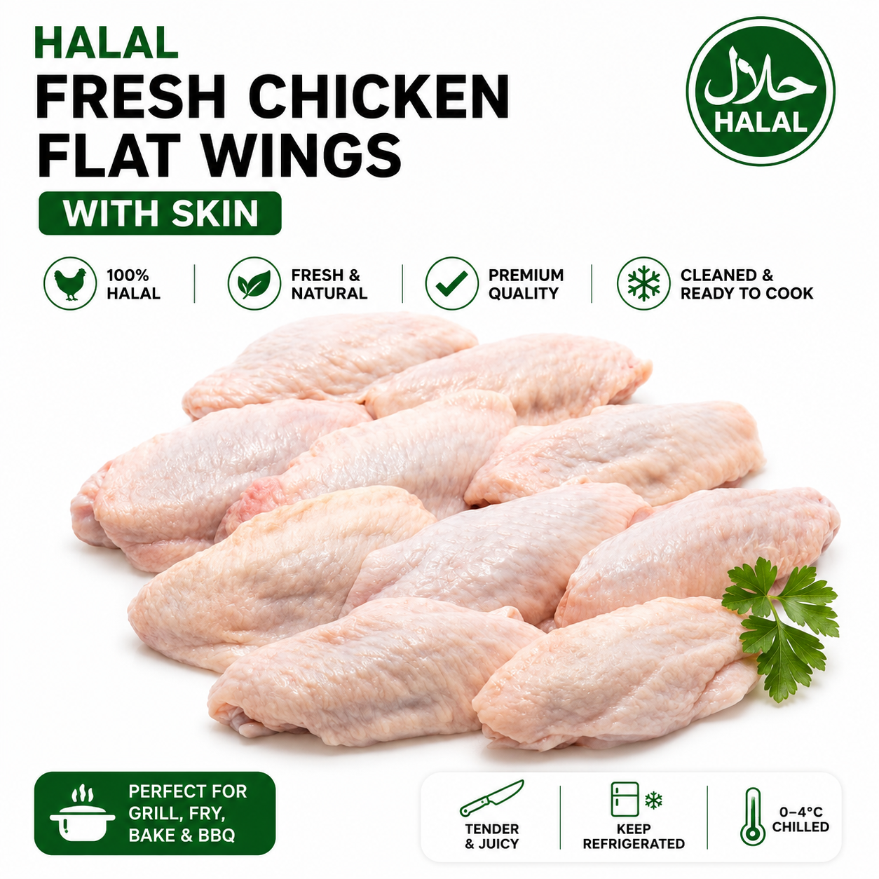 Halal Fresh Chicken Flat Wings