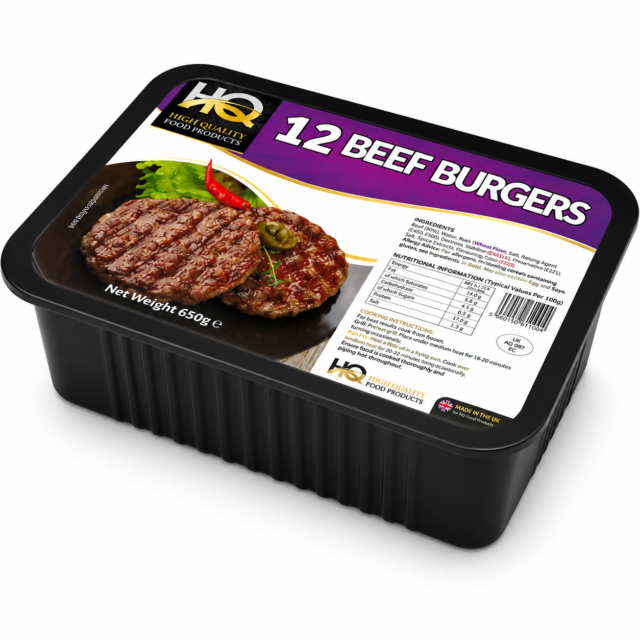 Frozen Halal Beef Burgers Pieces x12 (Brand May Vary)