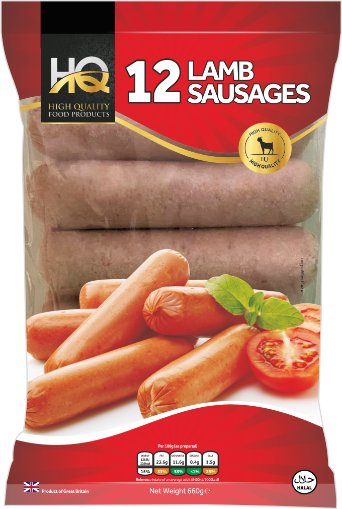 Frozen Halal Lamb Sausages Pieces x12 (Brand May Vary)