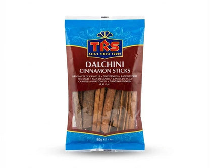 Packaged cinnamon sticks with TRS branding on a white background